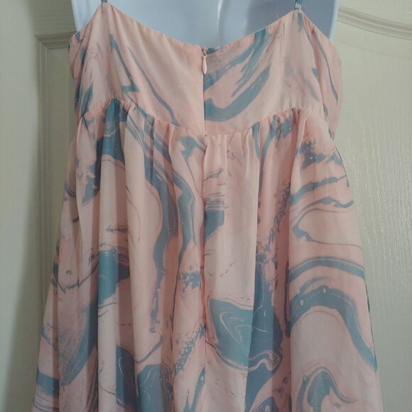 Storia Watercolor Feminine Girly Babydoll Ruffle Tiered Soft Girl Mini Dress L - Picture 11 of 14